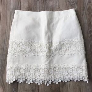 {J. Crew} Daisy Lace White Pencil Skirt